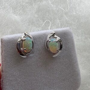 Elegant Silver Opal Earrings